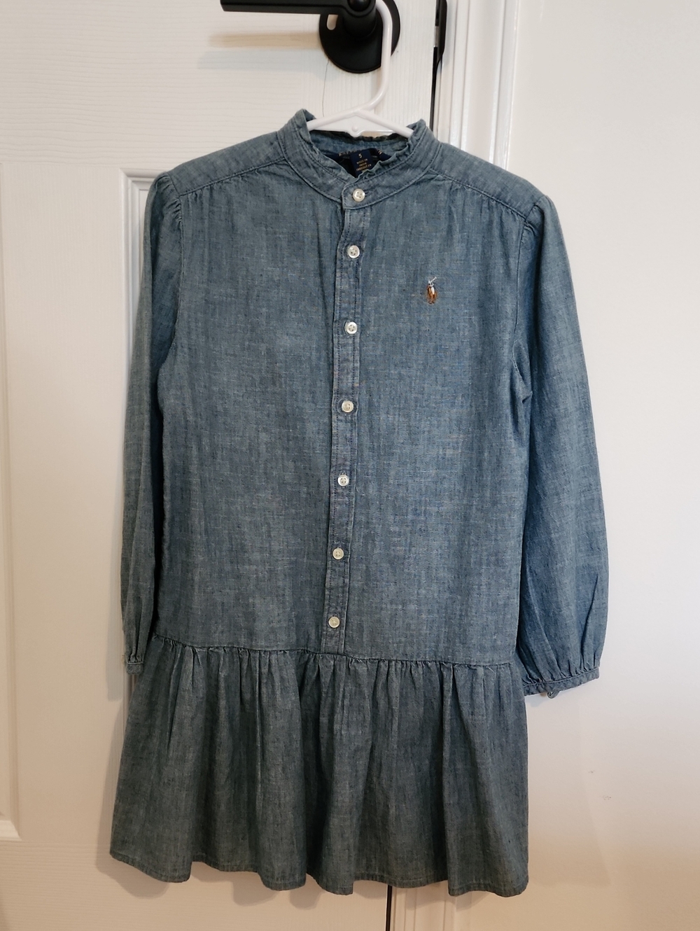 Polo by Ralph Lauren Light Blue Chambray Ruffle-Hem Dress